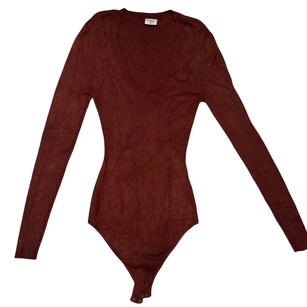 Abercrombie & Fitch Sweater Long sleeve Bodysuit Brown Burnt Orange